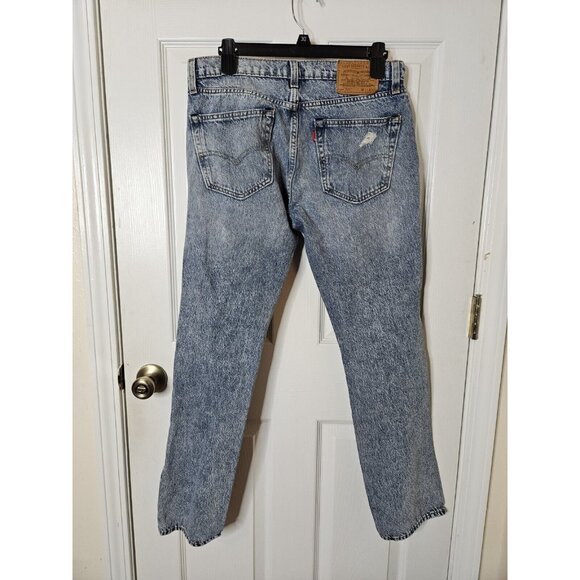 Levis 511 Straight Blue Jeans Mens 32x32 Light Wash Distressed San Francisco - Picture 5 of 11